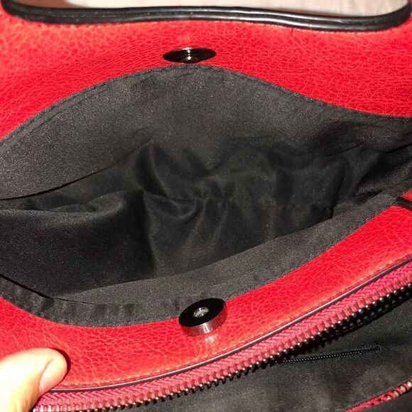 Red Gun Faux Leather Crossbody Convertible Satchel Purse with Handles - Picture 11 of 14